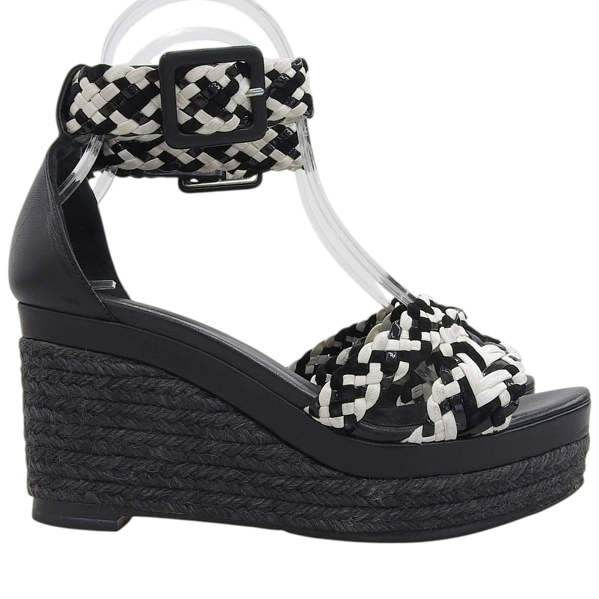 イネスエスパドリーユウェッジソール サンダル #37 ブラック/ホワイト