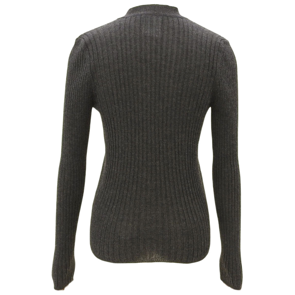 1999 Cashmere CC Mark Button Ribbed Cardigan #40 Charcoal Gray