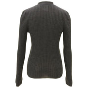 1999 Cashmere CC Mark Button Ribbed Cardigan #40 Charcoal Gray