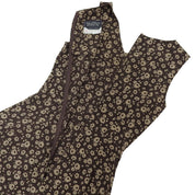 Silk Flower Pattern Sleeveless Dress #38 Brown/Beige