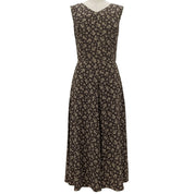 Silk Flower Pattern Sleeveless Dress #38 Brown/Beige