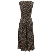 Silk Flower Pattern Sleeveless Dress #38 Brown/Beige