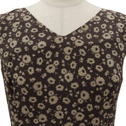 Silk Flower Pattern Sleeveless Dress #38 Brown/Beige
