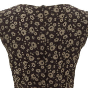 Silk Flower Pattern Sleeveless Dress #38 Brown/Beige