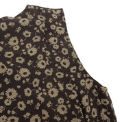 Silk Flower Pattern Sleeveless Dress #38 Brown/Beige