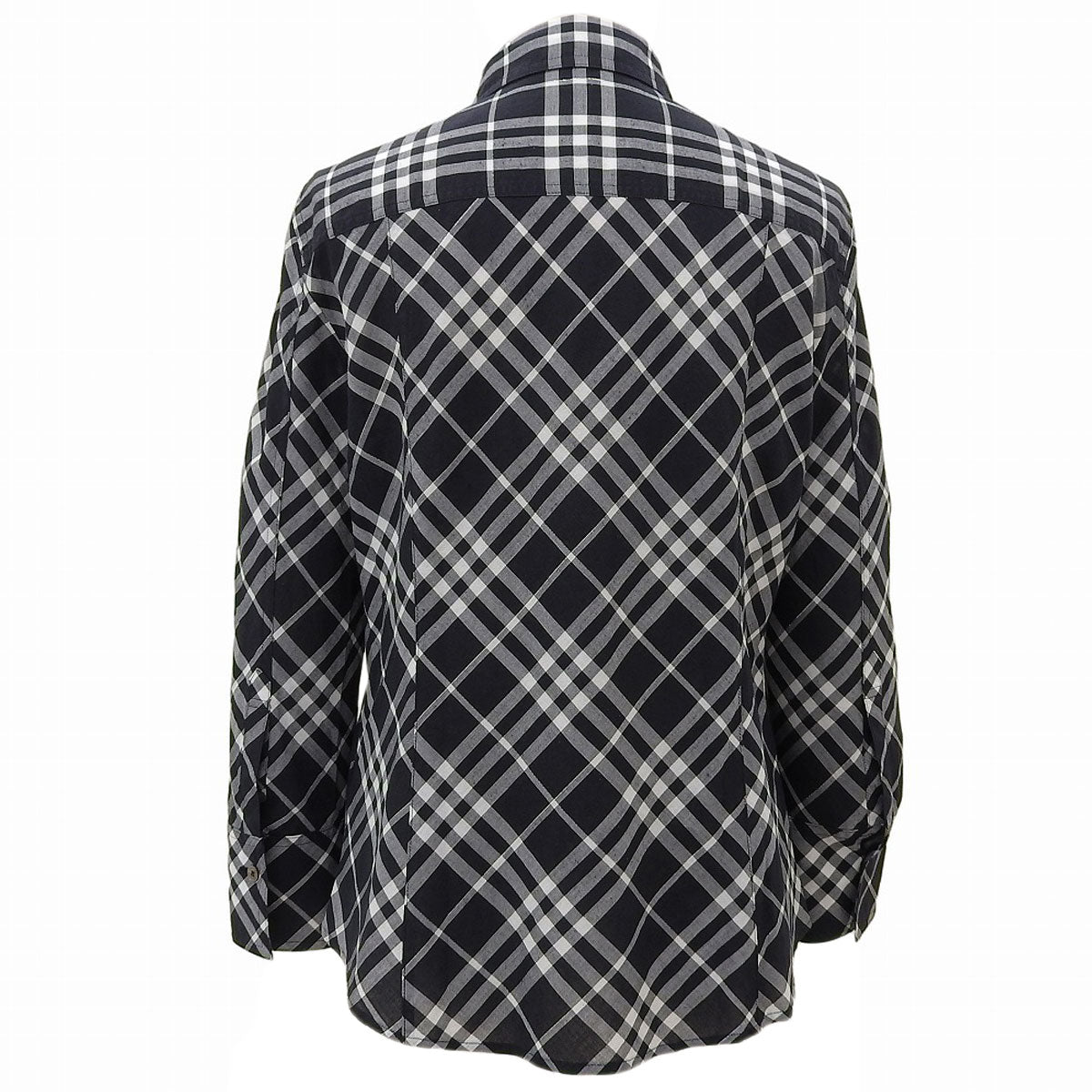 Logo-embroidered check pattern long-sleeve shirt #38 black/white