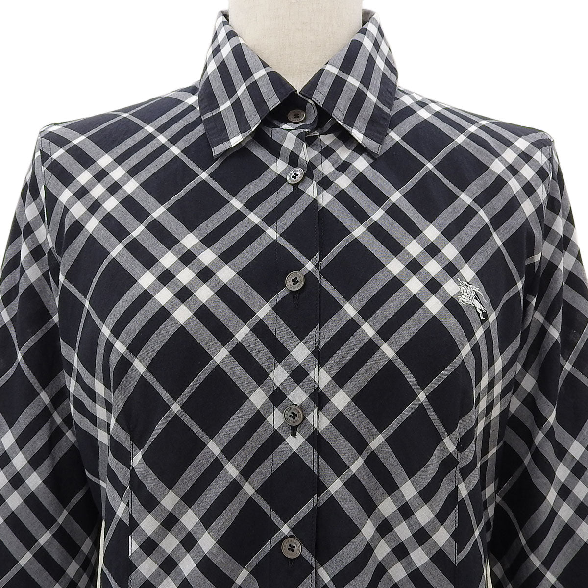 Logo-embroidered check pattern long-sleeve shirt #38 black/white