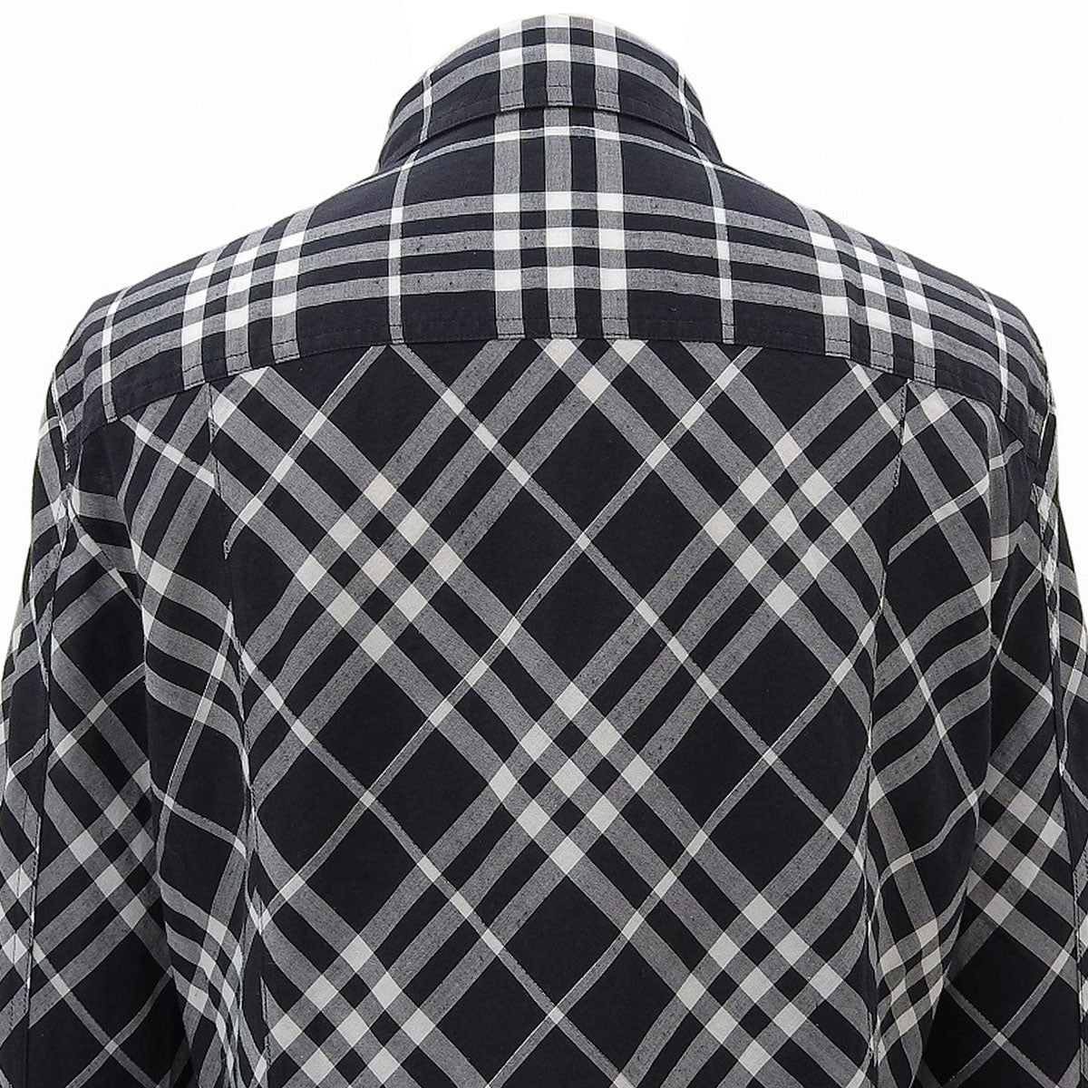 Logo-embroidered check pattern long-sleeve shirt #38 black/white