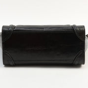 Lizard-Embossed Nano Shopper Black