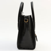 Lizard-Embossed Nano Shopper Black