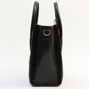 Lizard-Embossed Nano Shopper Black