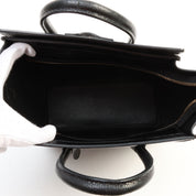 Lizard-Embossed Nano Shopper Black