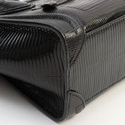 Lizard-Embossed Nano Shopper Black