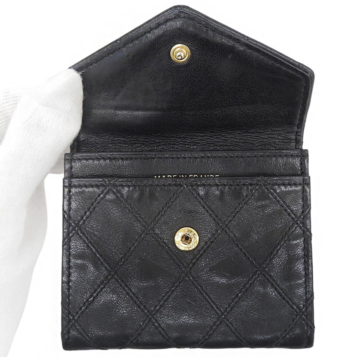 Bicolore Stitch Coin Case, Black, circa 1990