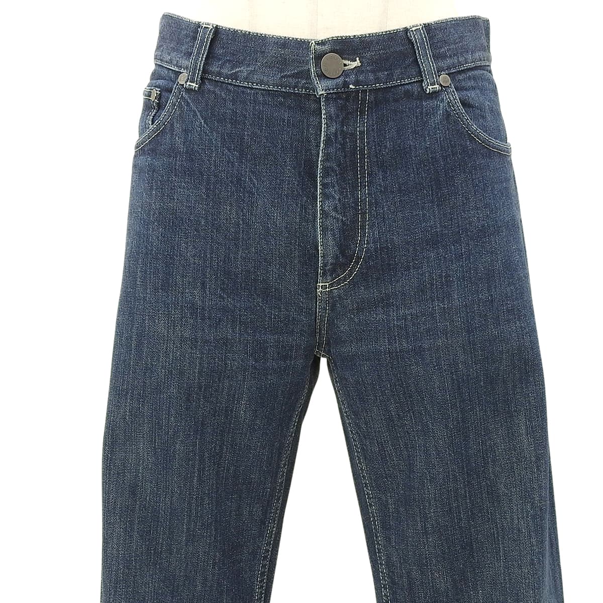 2005 Denim Logo Button Low-Rise Straight Jeans #42 Indigo