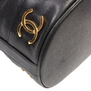Circa 1992 Caviar Skin 6CC Logo Stitch Drawstring Shoulder Bag Black