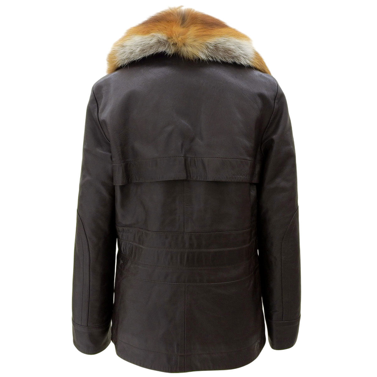 Faux Leather Combination Logo Button Coat #36 Brown