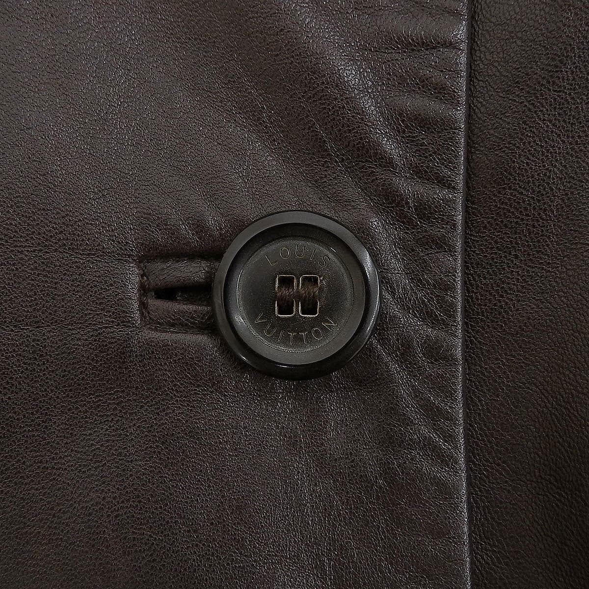 Faux Leather Combination Logo Button Coat #36 Brown