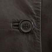 Faux Leather Combination Logo Button Coat #36 Brown