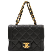 Circa 1995 Matelassé Stitched CC Turn-Lock Chain Handbag Mini Black
