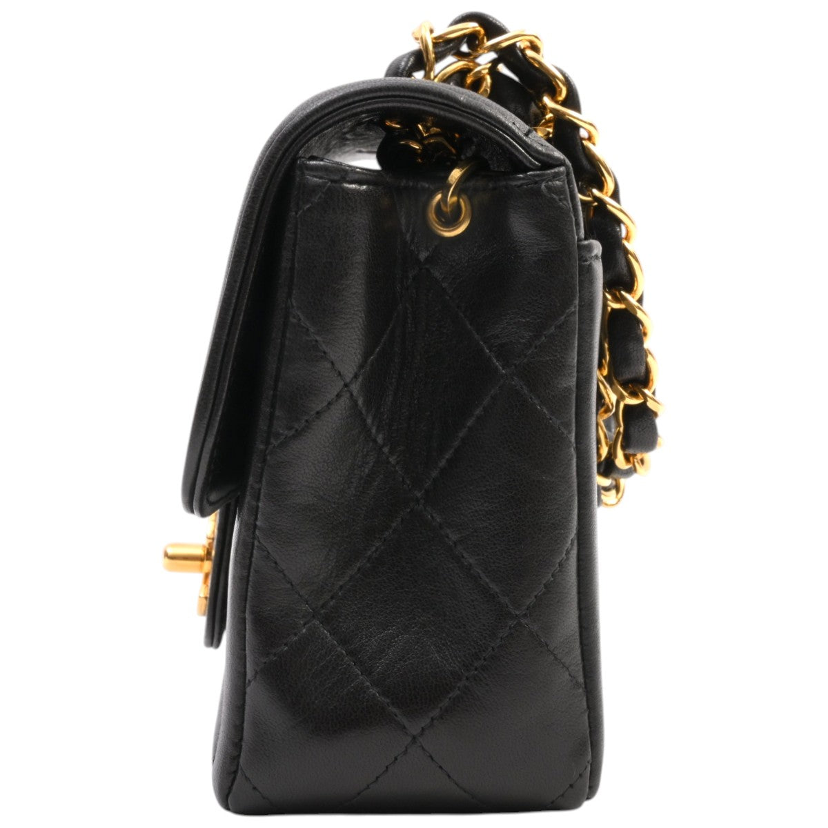 Circa 1995 Matelassé Stitched CC Turn-Lock Chain Handbag Mini Black