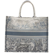 Toile de Jouy Book Tote Large Light Blue/White