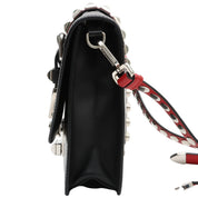 Studded Logo Plate Shoulder Bag Black/Red