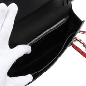Studded Logo Plate Shoulder Bag Black/Red