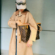 Check-lined Balmacaan Coat #7 Beige