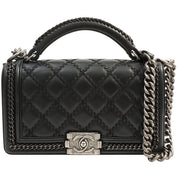 Matelassé Stitch Boy Chanel 2-way Bag, Black, circa 2015