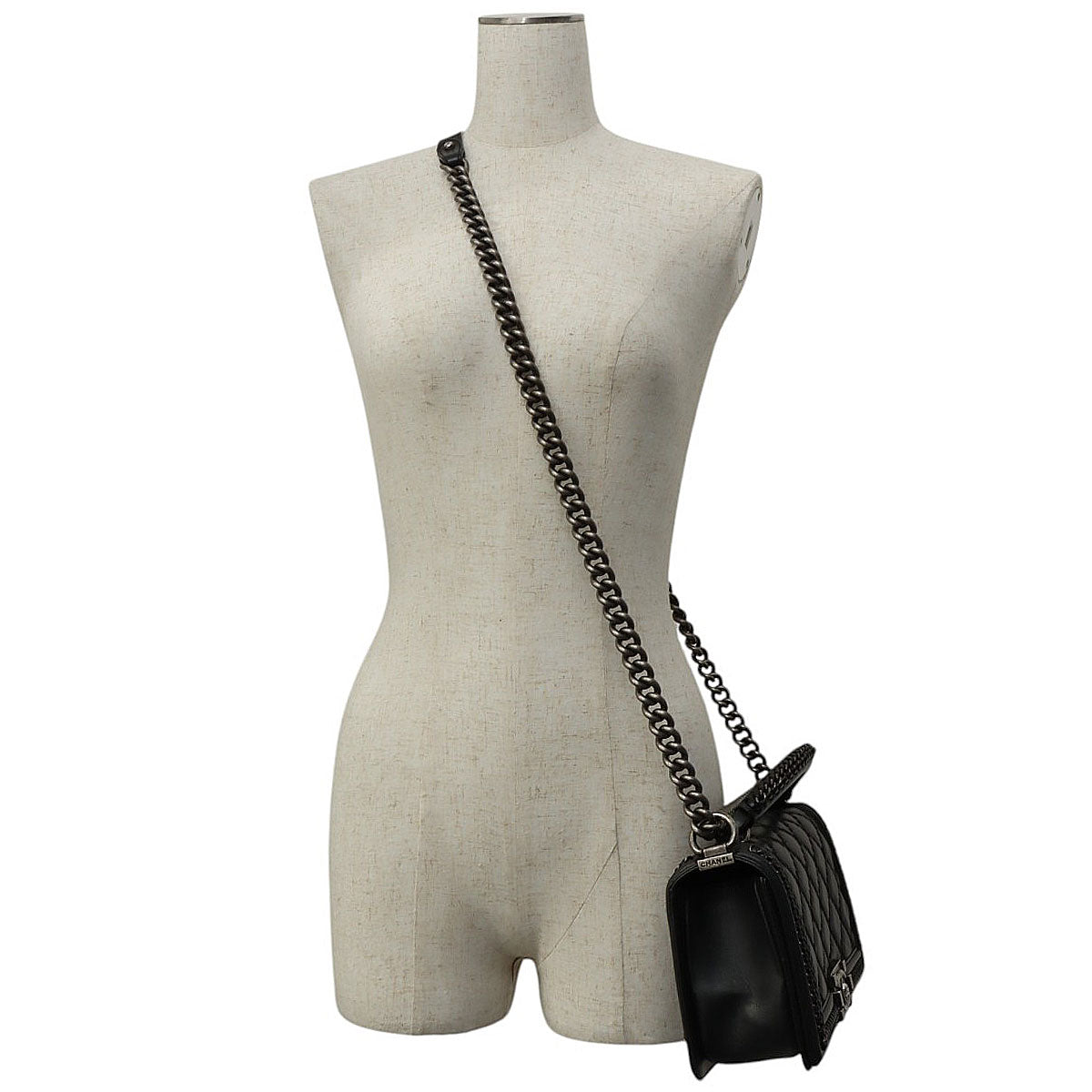 Matelassé Stitch Boy Chanel 2-way Bag, Black, circa 2015