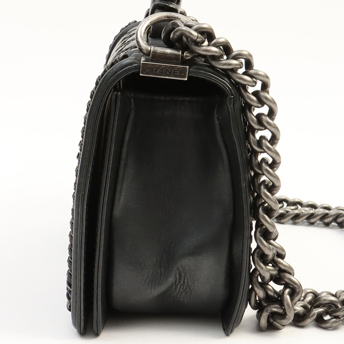 Matelassé Stitch Boy Chanel 2-way Bag, Black, circa 2015