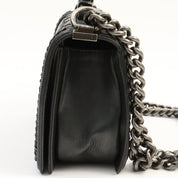 Matelassé Stitch Boy Chanel 2-way Bag, Black, circa 2015