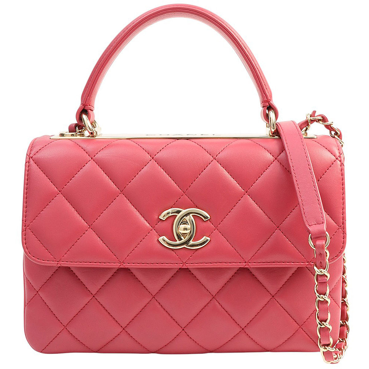 2018 Trendy CC Turnlock Chain Shoulder 2-Way Bag Pink