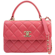 2018 Trendy CC Turnlock Chain Shoulder 2-Way Bag Pink