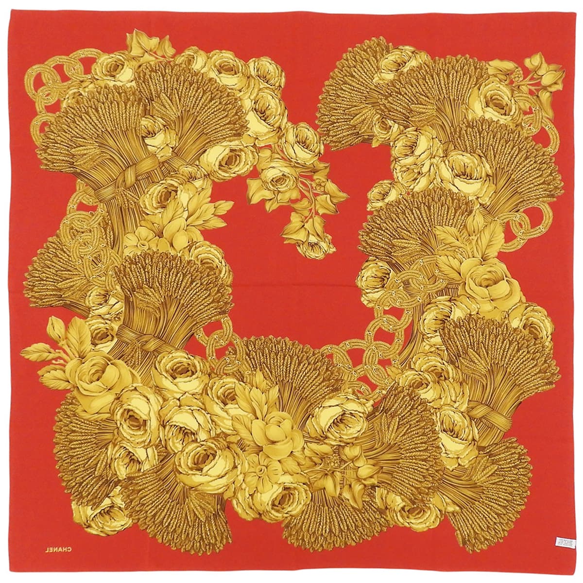 Chain Camellia Pattern Scarf Red