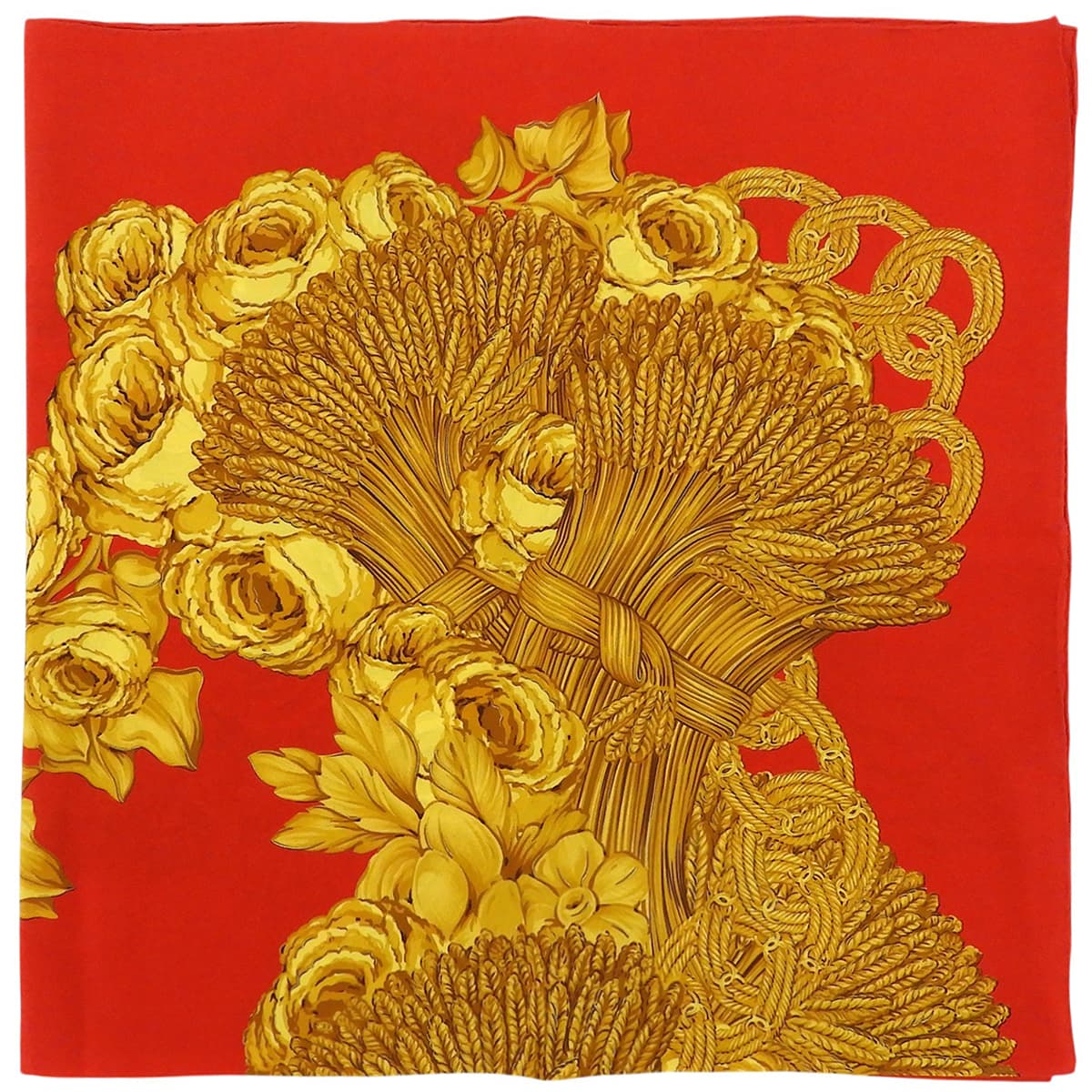 Chain Camellia Pattern Scarf Red