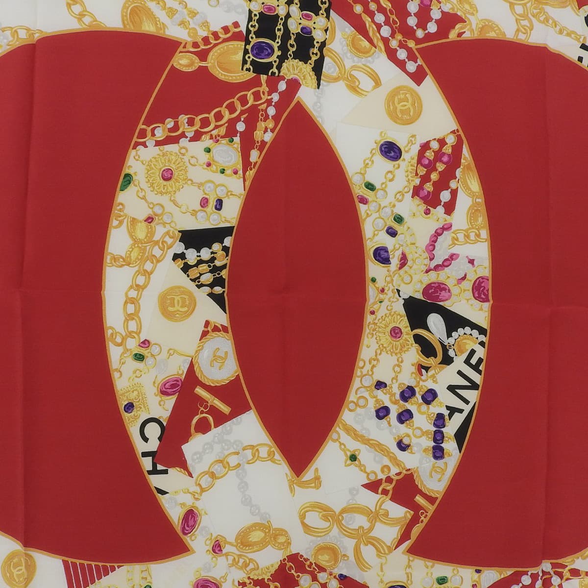 ジュエリーパターンCCマークスカーフ レッド
