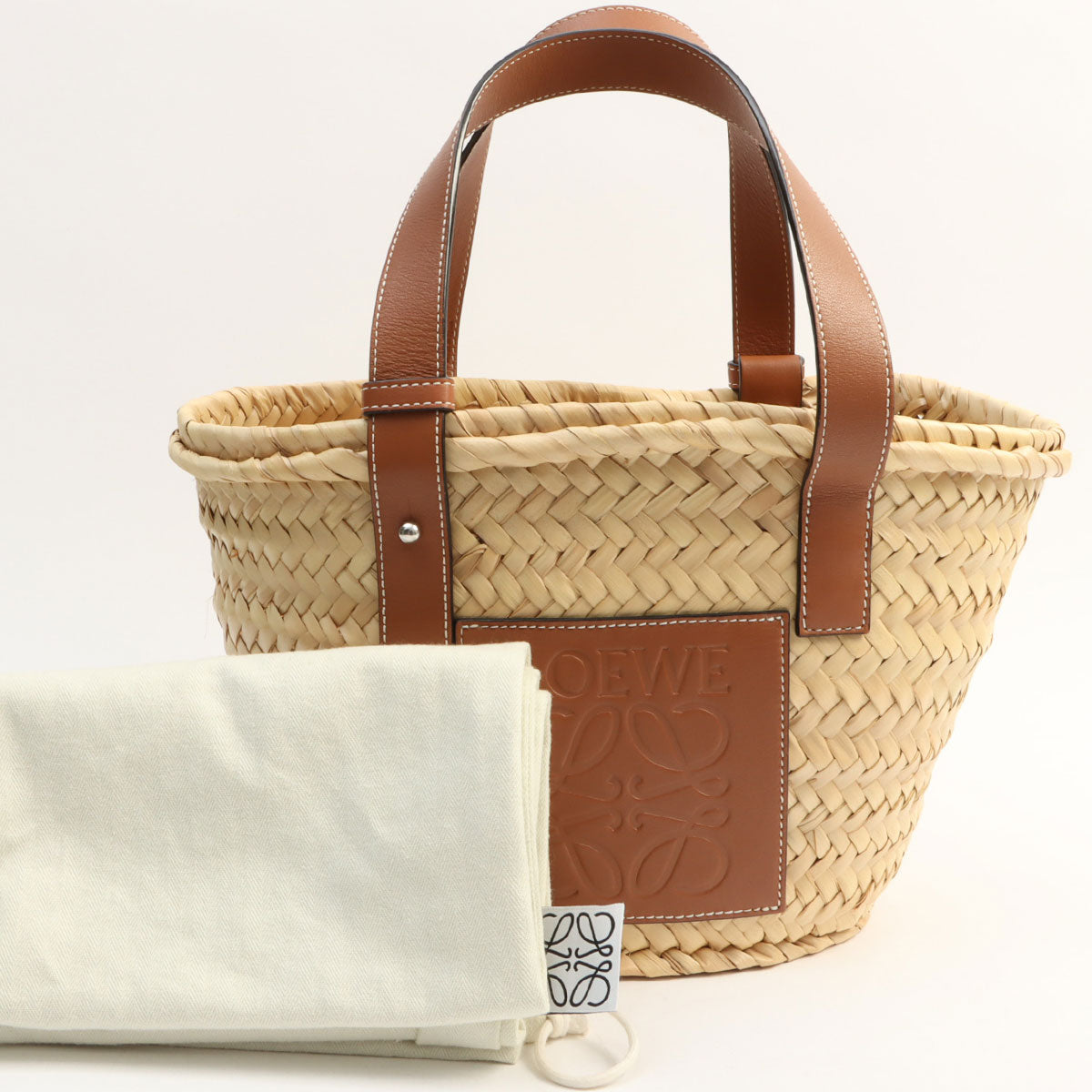 Raffia Anagram Basket Handbag Brown