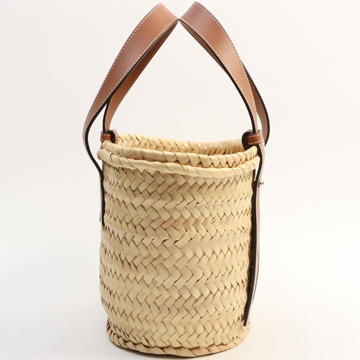 Raffia Anagram Basket Handbag Brown