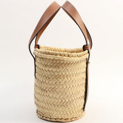 Raffia Anagram Basket Handbag Brown