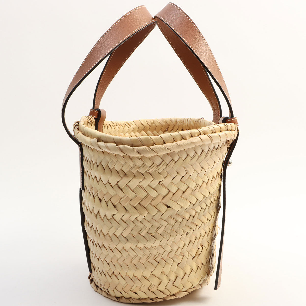 Raffia Anagram Basket Handbag Brown