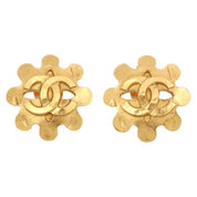 1994 Flower Motif CC Mark Gold Earrings