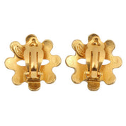 1994 Flower Motif CC Mark Gold Earrings