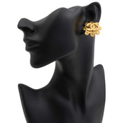 1994 Flower Motif CC Mark Gold Earrings