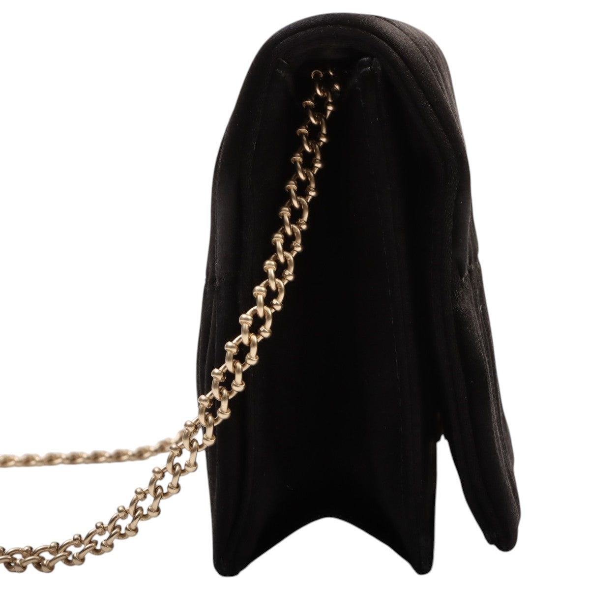 Circa 2007 Satin Rhinestone CC Mark Chain Shoulder Bag Black