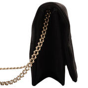 Circa 2007 Satin Rhinestone CC Mark Chain Shoulder Bag Black