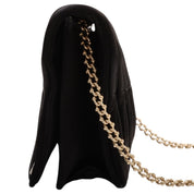 Circa 2007 Satin Rhinestone CC Mark Chain Shoulder Bag Black