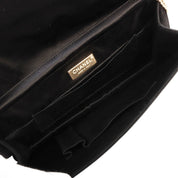 Circa 2007 Satin Rhinestone CC Mark Chain Shoulder Bag Black