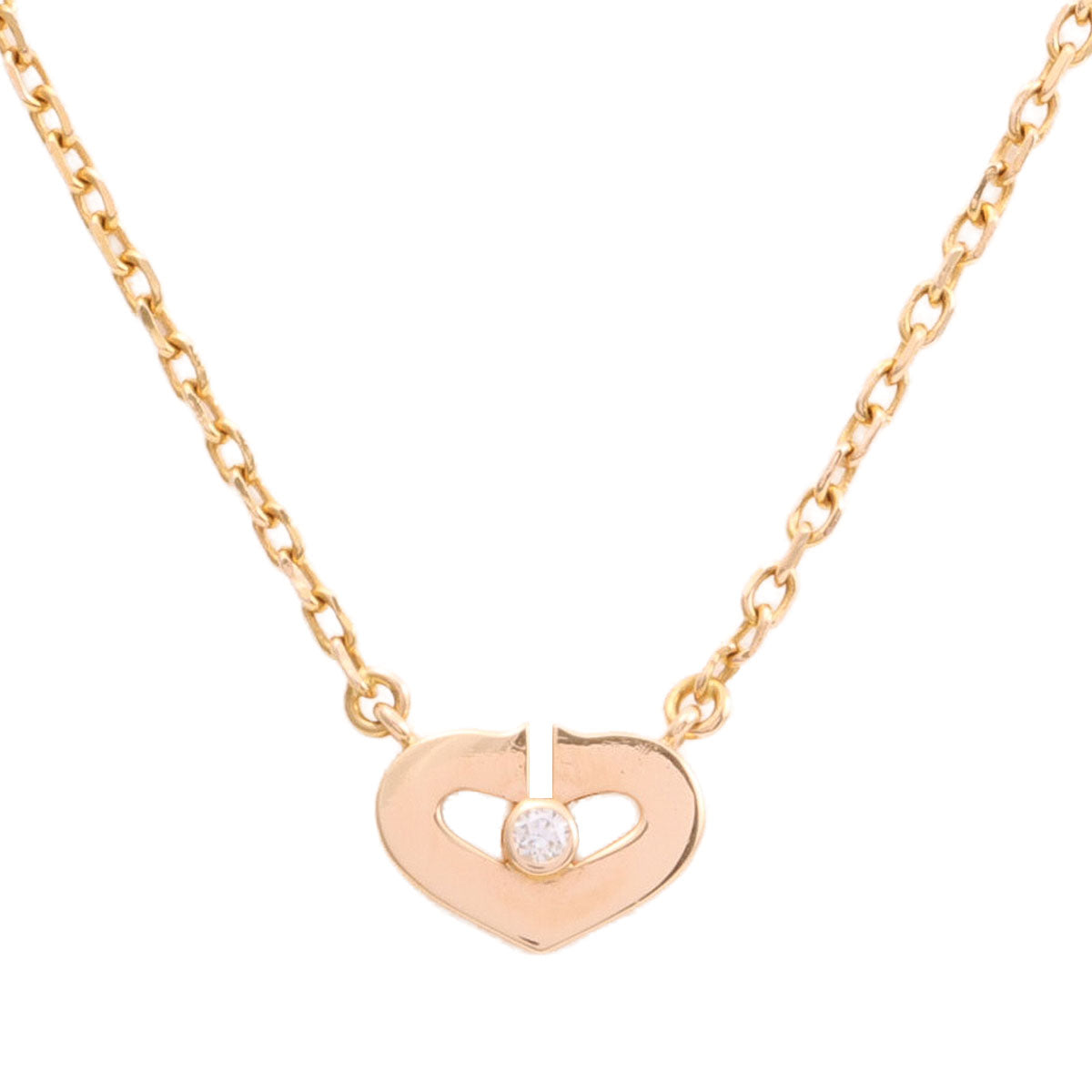18K Diamond C Heart Necklace Pink Gold